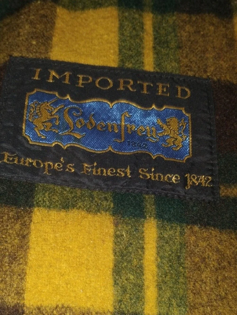 Vintage Lodenfrey West Germany Wool Duffle Toggle Coat Plaid Lining
